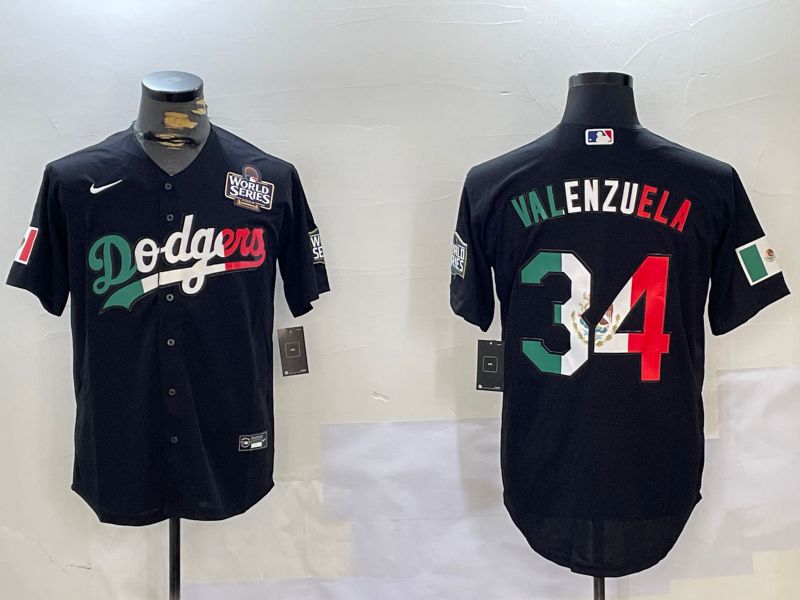 Men Los Angeles Dodgers #34 Valenzuela Black Game 2024 Nike MLB Jersey style 112021